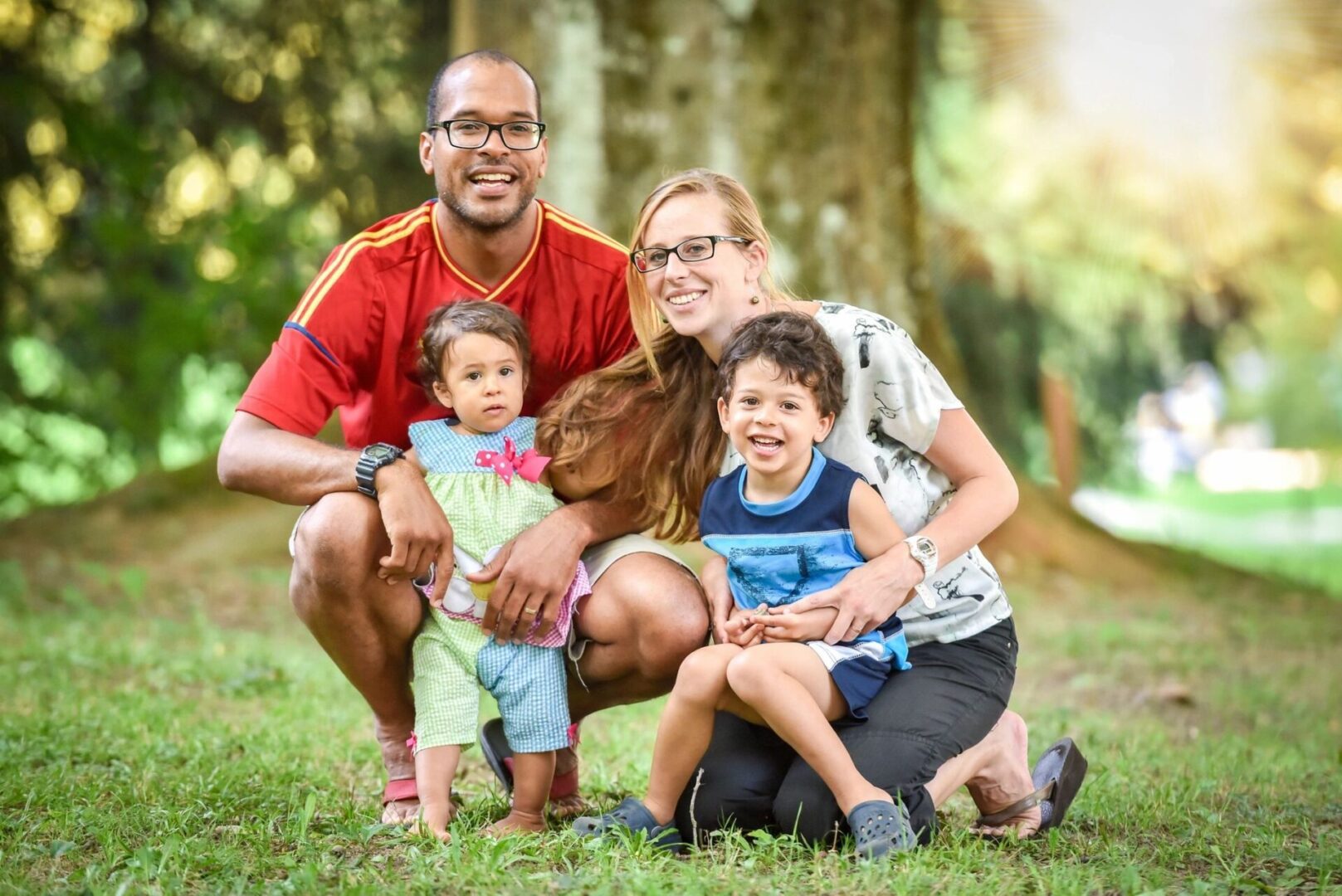 A beautiful happy family posing together