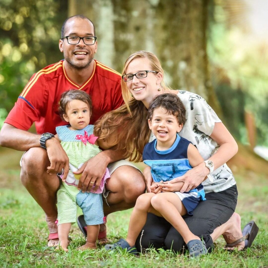 A beautiful happy family posing together